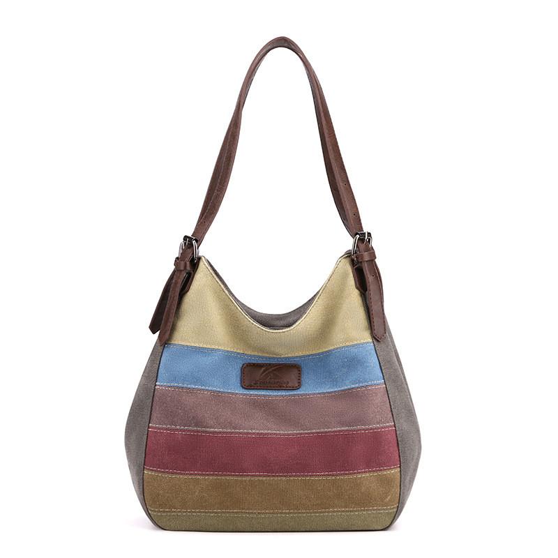 Canvas-Tragetasche für Damen mit Reißverschlusstaschen Urbaner Minimalistischer Stil Große Kapazität