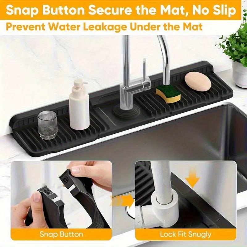 Faltbarer Silikon-Spritzschutz für Küchenspüle, mit 7° geneigtem Design| Schnell abtropfende Armaturen-Rückmatte
