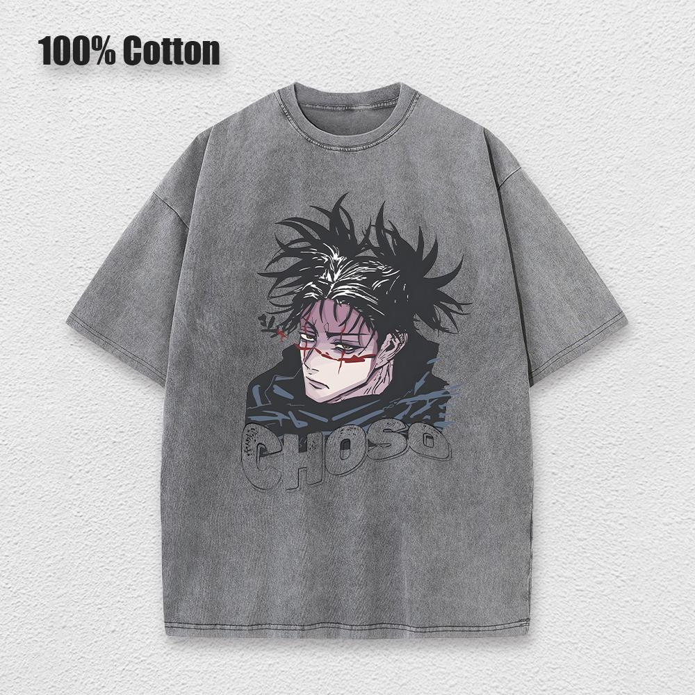 

Футболка Anime Jujutsu Kaisen Washed с графическим принтом в стиле хип-хоп, винтажная футболка для мужчин и женщин, хлопковая повседневная футболка с коротким рукавом L