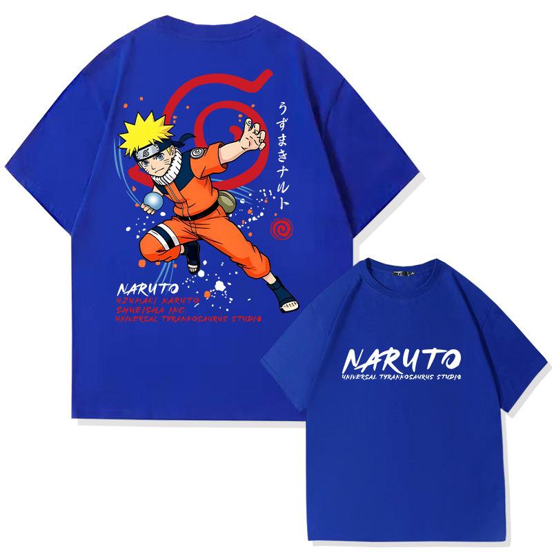 New Childrens Tshirt Japanese Anime Naruto Pure Cotton Doublesided Printed Parentchild Outfit Summer Casual Loose Tshirt