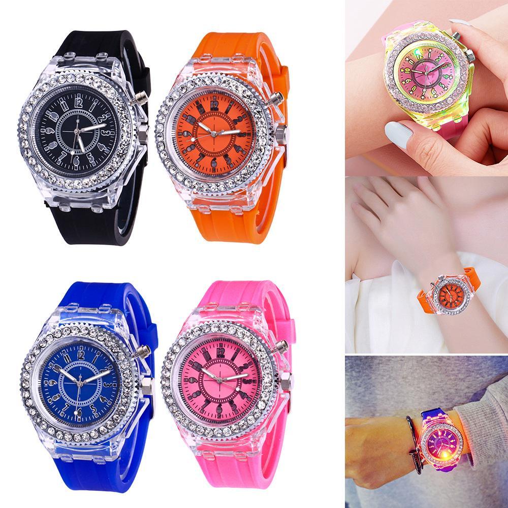 Unisex Quartz Watch With Colorful Led Lights And Night Glow For Teens And Couples