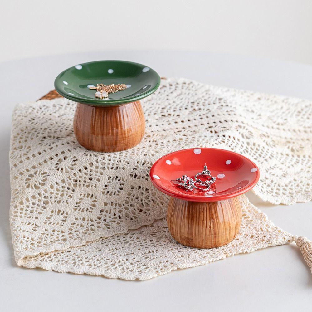 Mushroom Shape Mushroom Storage Tray Detachable Jewelry Organizer Cute Ceramic Key Catchall Phone