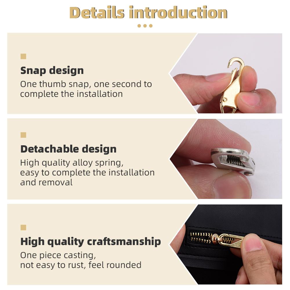 5/10/20 Pcs Fashion Universal Zipper Puller Slider Instant Sewing Zippers Head Repair Kit Replacement Broken Buckle Bag Suitcase