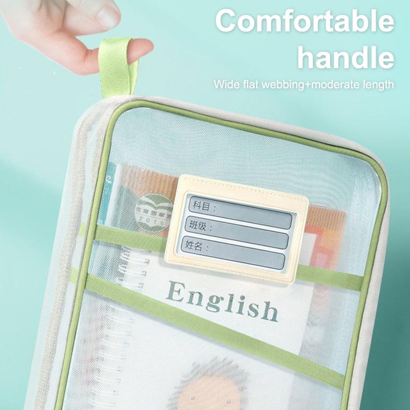 A4 Stationery Storage Bag Double-Layer Mesh Zipper Bag Large Capacity Organizer Folders School Office Supplies Stationary Bag