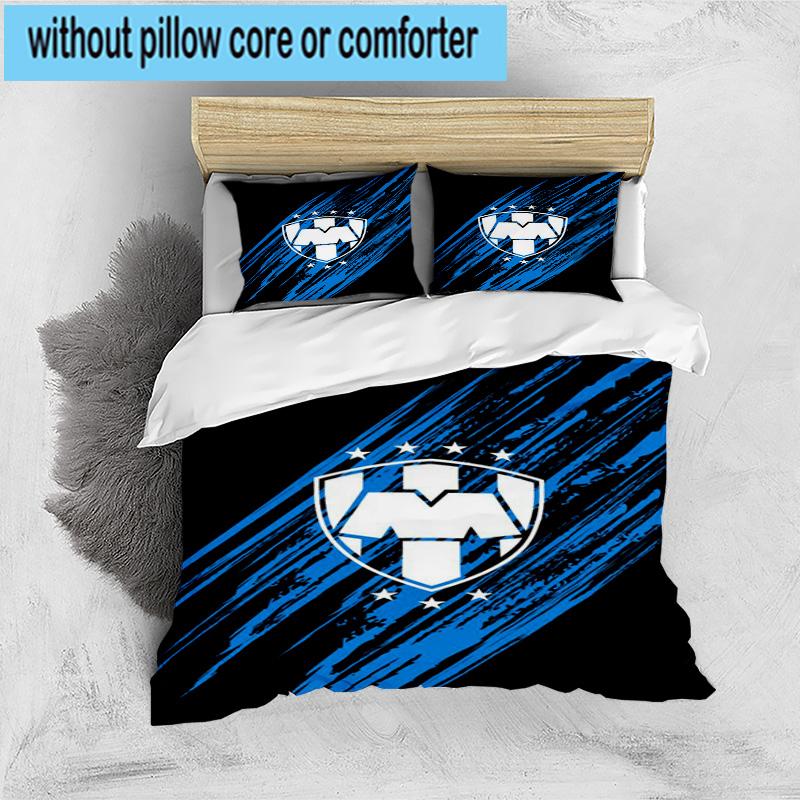 3pcs Monter-rey Football Crest Art Printed Bedding Set Duvet Cover Closure Includes 1 Duvet Cover & 2 Pillowcases Bedding Sets Home Decor Gifts