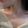 Japanese Super Beautiful S925 Sterling Silver Zircon Pendant Universal Folding Adjustable Necklace Women's Light Luxury Clavicle Chain