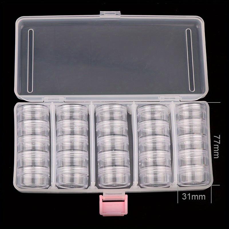 25 pezzi/set scatola per attrezzature per nail art in plastica trasparente trasparente, scatola di immagazzinaggio per nail art con paillettes glitterate, forniture per nail art