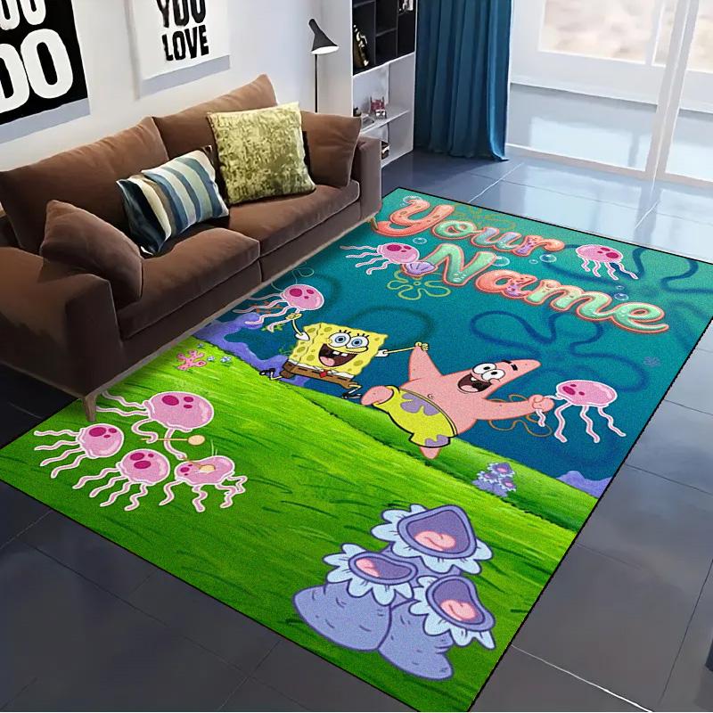 Name Custom Cartoon Spongebob Carpet Rug for Living Room Bedroom Home Sofa Decoration,Kids play Non-slip Floor Mat