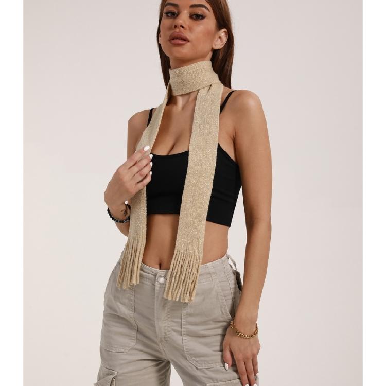 Women Skinny Scarf Thin Choker Belt Blingbling Long Tie Scarf Bag Handle Wrap