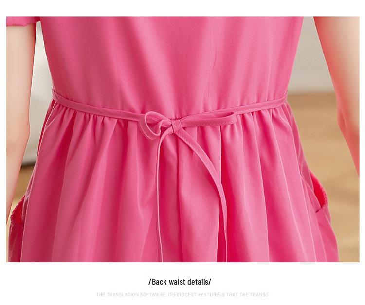 2025 Sommer Rosa Französisches Langes Kleid für Kinder - High-End, Kalter Stil mit Gemäßigter Taille und Puffärmeln