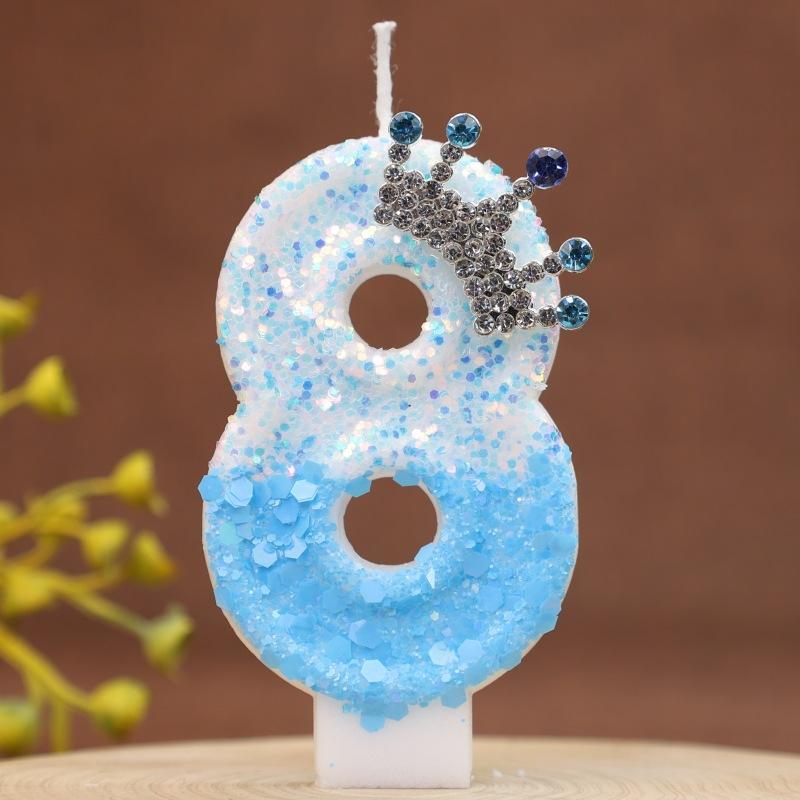 New Charming Blue Crown Creative Digital Candle Celebration Candle Cake Decoration Birthday Candle