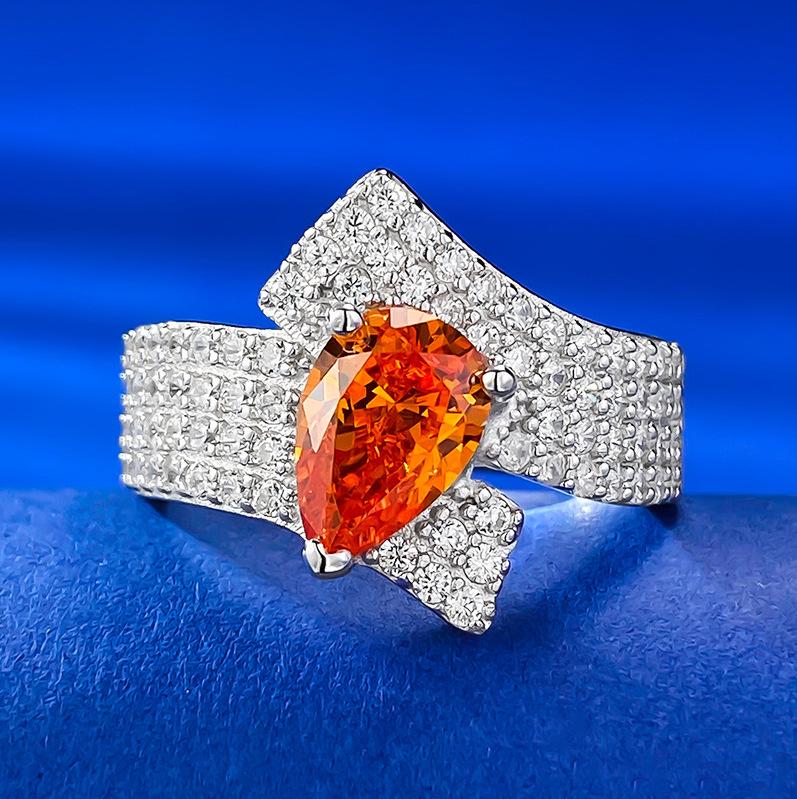 

Ювелирные изделия Xiancan 2024: Кольцо из серебра 925 пробы с бриллиантом грушевидной формы цвета Fanta Orange Size 9