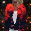 Women's Long Sleeve Knit Cardigan with Halloween Print Button Front