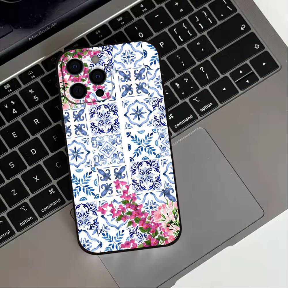 Art Tile Moroccan pattern  Phone Case For iPhone 17,16,15,14,13,12,11 Plus,Pro Max,XS,Soft Silicone Black Cover
