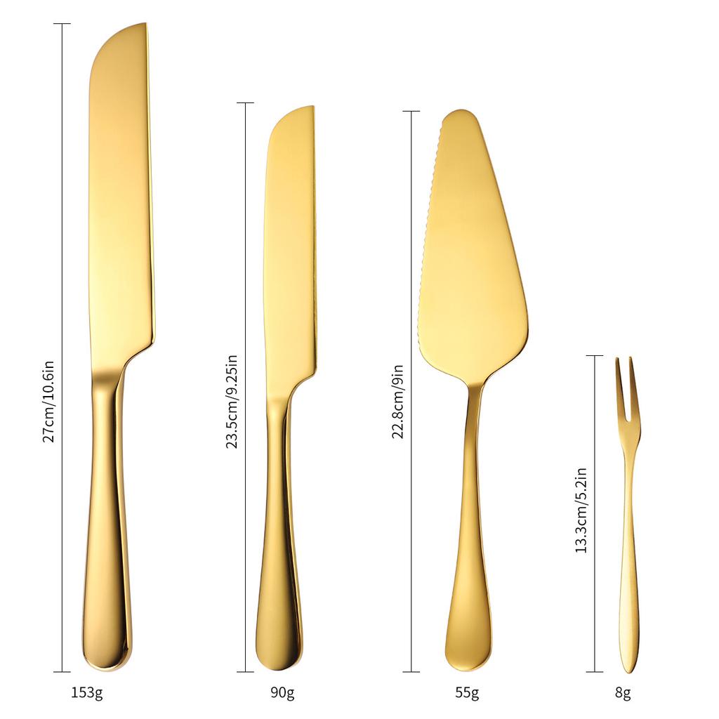 Pizza Bread Cake Knife Fruit Fork Set of 8 Pieces Stainless Steel Dessert Tableware Set for Household Kitchen YSH