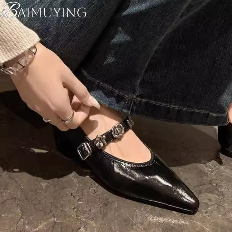 Fashion Women Flats Shoes Marie Janes Pointed Toe Sandals Woman Summer 2025 Trend Shallow Soft Leather Designer Shoes Sexy Dress Mujer