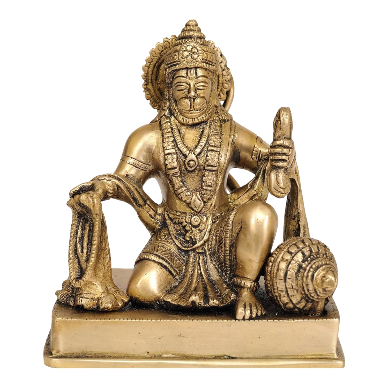 

Ashtadhatu Brass Shri Hanuman Ji Idol, Bajrang Bali, Statue, Gold - 10 Inch