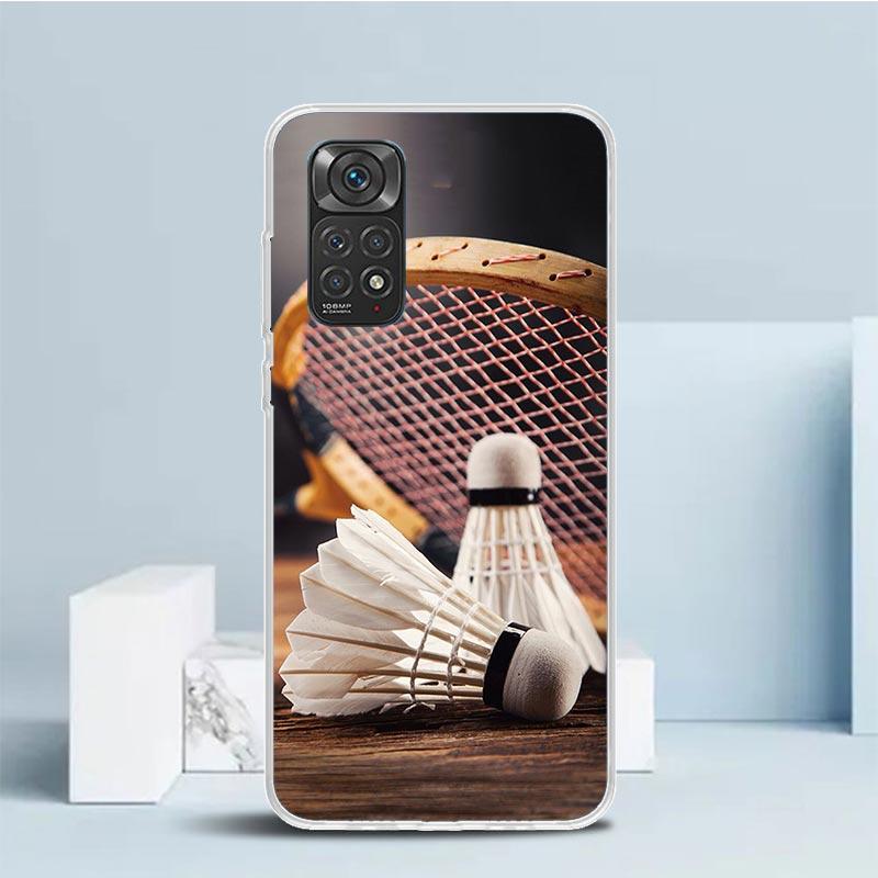 Badminton Sport Phone Case For Xiaomi Redmi Note 15 14 14S 13 12S 12 Pro Plus 11S 11 11T 11E 10S 10 + Soft TPU Back Cover Redmi