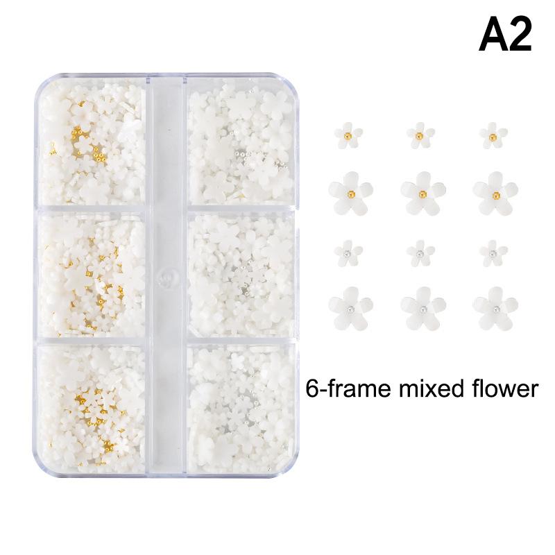 Negl Mini Blomst Perle Stålkuler Dekorasjon Blandet Flerfarget Forskjellig Størrelse Resin Negl Charm Neglekunstentusiaster Høy Kvalitet