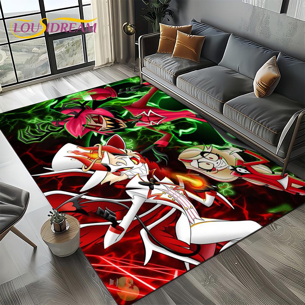H-Hazbin Hotel Charlie Kreskówkowy Dywanik Dywan do Sypialni Salonu Dekoracja Domowa Sofa, Dekoracja do Zabawy dla Dzieci Mata Podłogowa Prezent