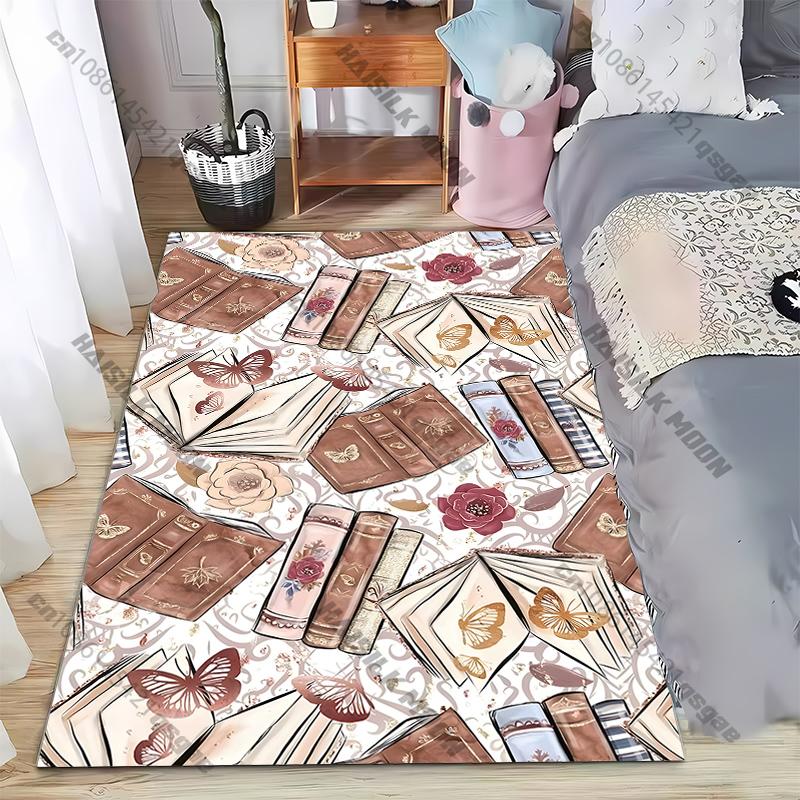 15 Sizes Books and Butterflies Room Rug Street Fashion Carpet for Bedroom Living Room Floor Mat Home Decor Non-Slip Chair Gift