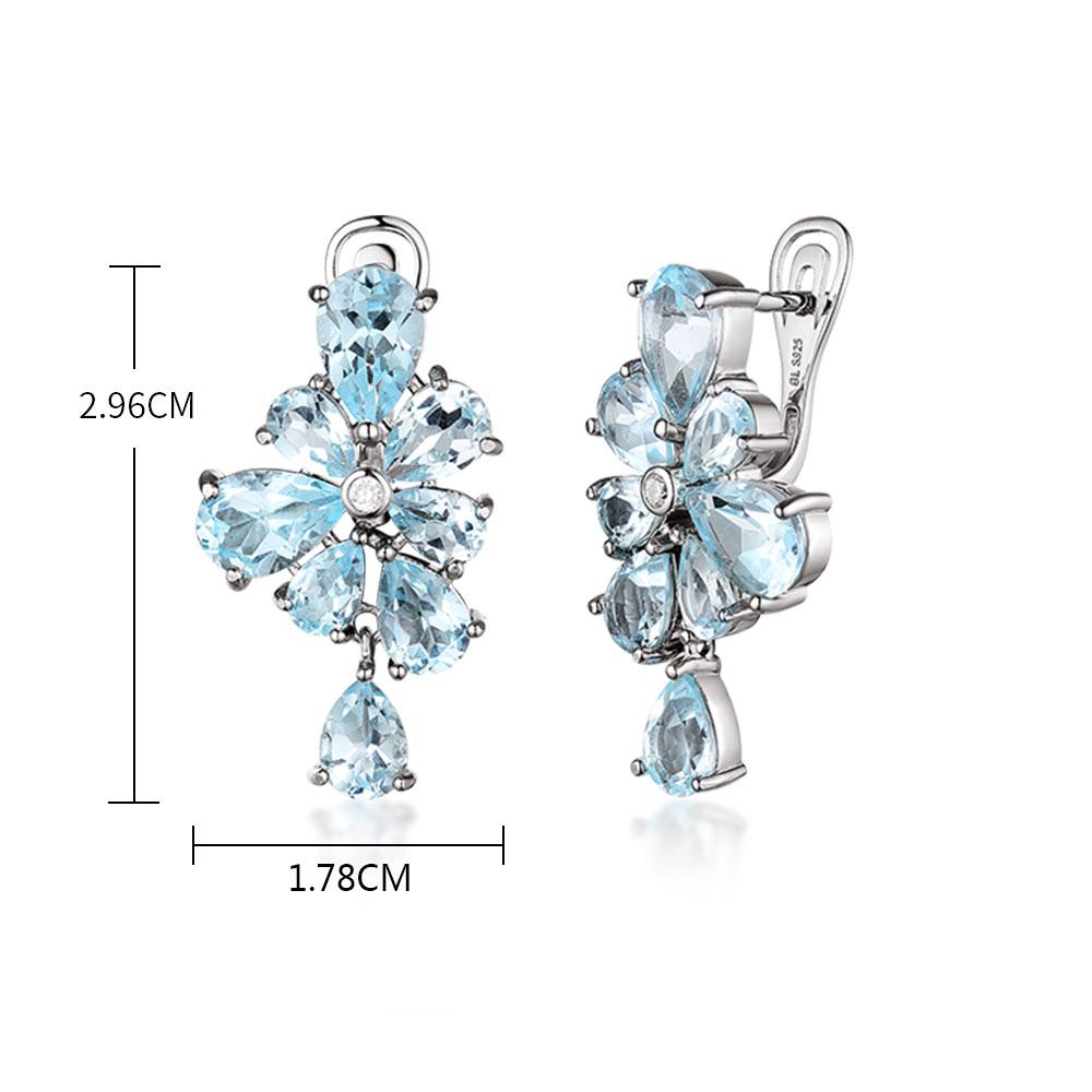 

2023 Новый комплект ювелирных изделий с натуральным небесно-голубым топазом, кольцо, серьги, серебро 925 пробы, креативный дизайн, изысканные украшения для женщин, подарок L синий