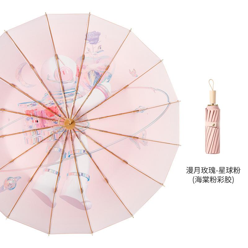 

Новый трехслойный зонт с 16 спицами, ручным открытием, цветной клеевой купол, ручка из массива дерева, зонт от солнца