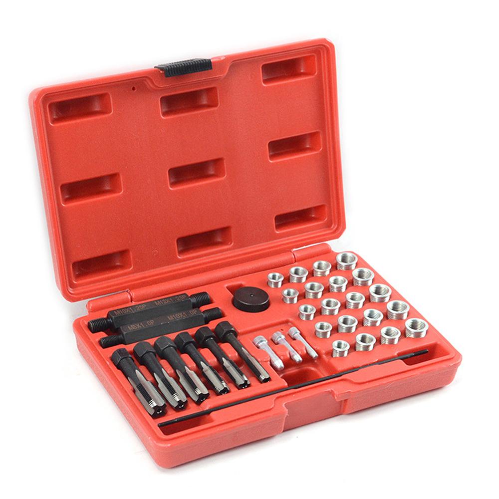 33pcs Glow Plug Thrd Repair Kit Steel Thrd Repair Tool Thrd Repair Tool Cylinder Hd GLOW Plug Tap Thrd Restoration Repair