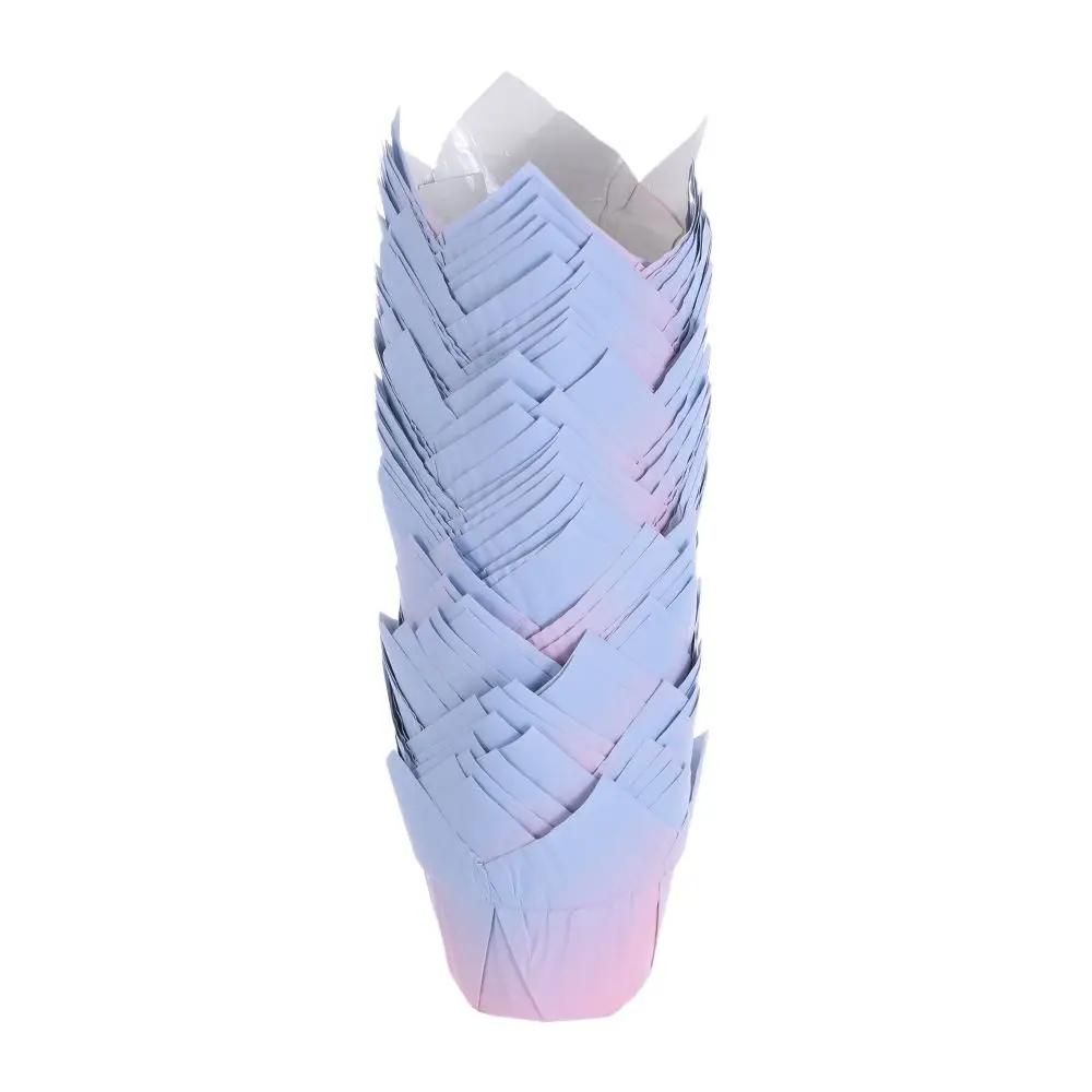 50 Stück Fettbeständige Kuchenpapierbecher Tablettbecher Cupcake-Förmchen Papier-Tulpen-Backförmchen Kuchen-Muffin-Becher Backzubehör Gebäckwerkzeuge