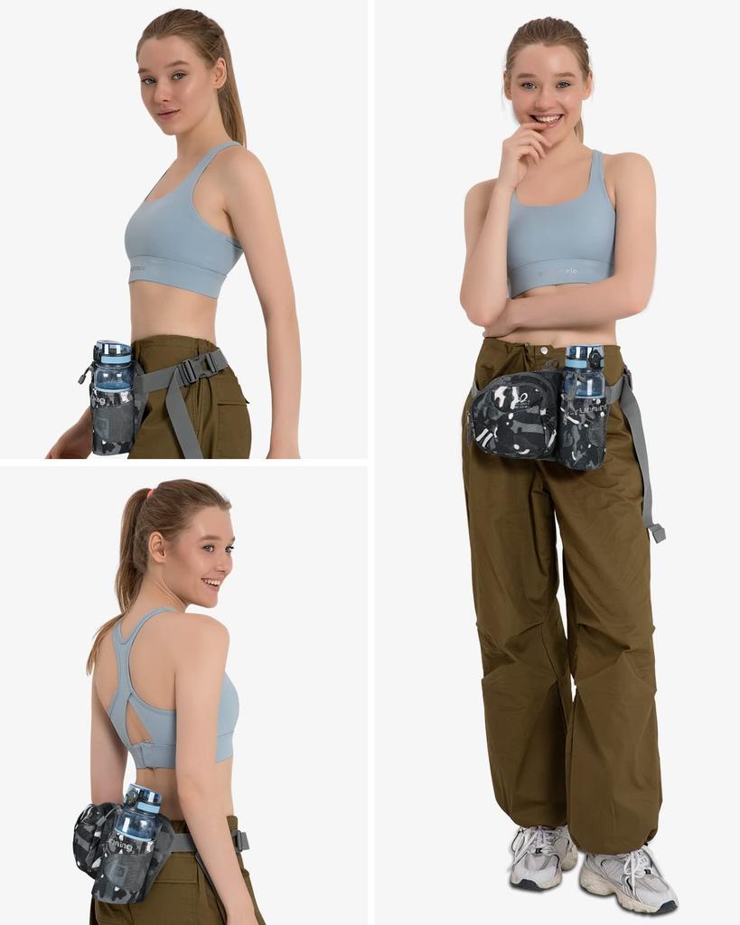 WATERFLY Waist Bag with Water Bottle Pouch for Outdoor Lightweight and Breathable for and Strolling Activities, Unisex, Running, Walking, Jogging,