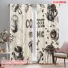 2pcs,2D Plane Printing Minimalist Curtains Coffee Artistry 100% Polyester (without Rod) Outdoor Decorations Perfect for Bedroom