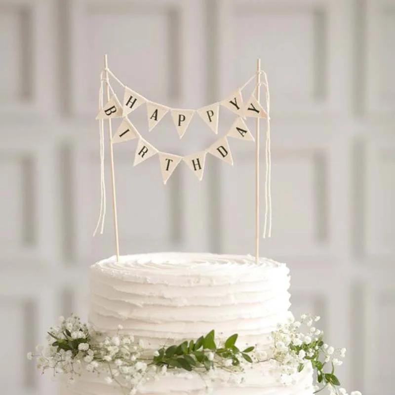 Birthday Cake Flag Topper Baking Decor Happy Party Birthday Decor With Letter Creative Cloth Birthday Flags DIY Cake Decor