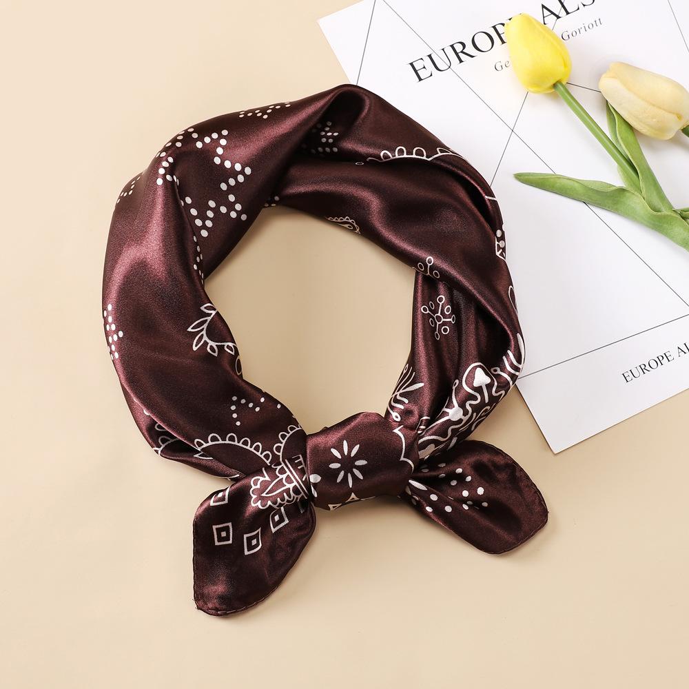 

Жіночий шовковий шарф 60 см, атласний маленький квадратний шарф, шарф із принтом кешью, декоративний тюрбан, весняно-осінній модний шовковий шарф 60*60cm