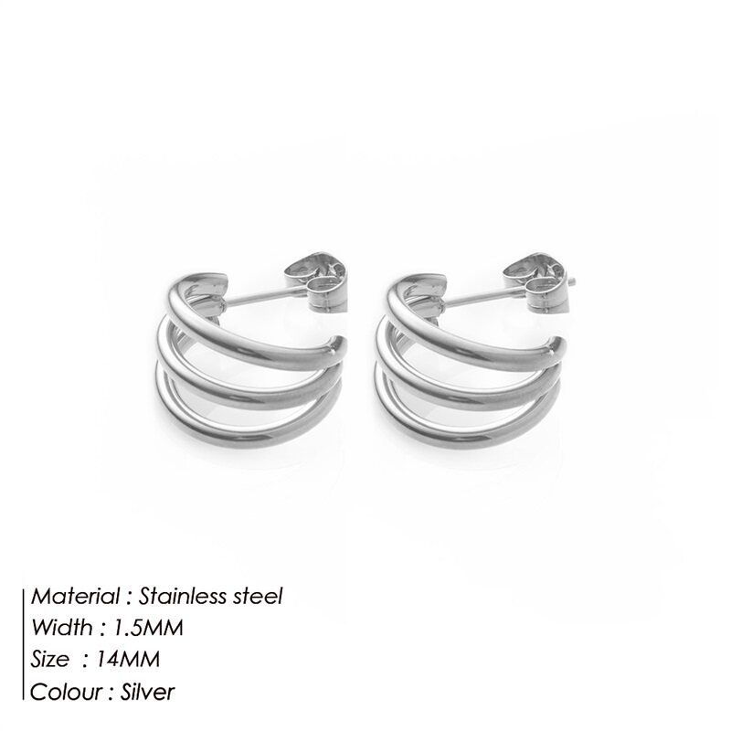 C- Shaped Fashion Three-Layer Curved Stainless Steel Small Ornament Steel Color