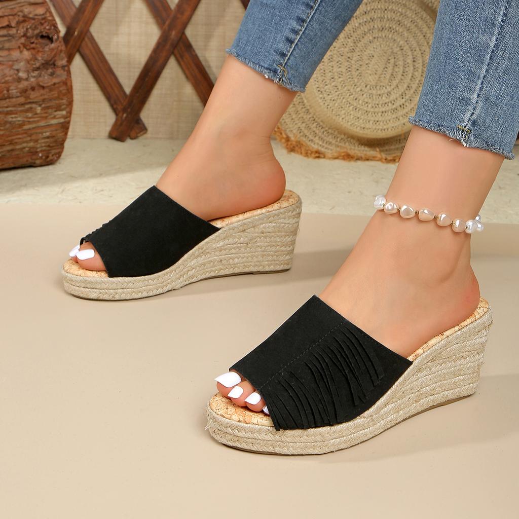 Fashion Summer Wedges Slippers Platform High Heels Slippers Ladies Outside Basic Clog Wedge Shoes Women Platform Sandals Slides Women