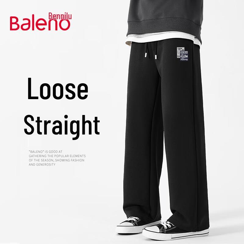 Baleno Men's American Retro Pique Cotton Loose Straight Leg Casual Pants