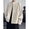 Japanese Style Zhongshan Collar Plus Size Men's Autumn Jacket - Loose, Trendy New Chinese Design