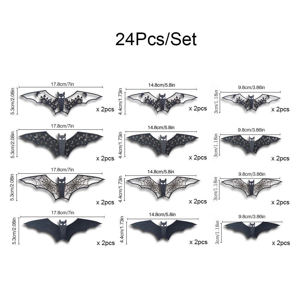 HB032 Halloween 3D Hollowed-Out Bat Wall Sticker for Festival Party Decoration
