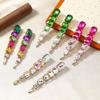European Style Long Tassel Rhinestone Earrings - Geometric Gemstone Rhombus Studs for Women