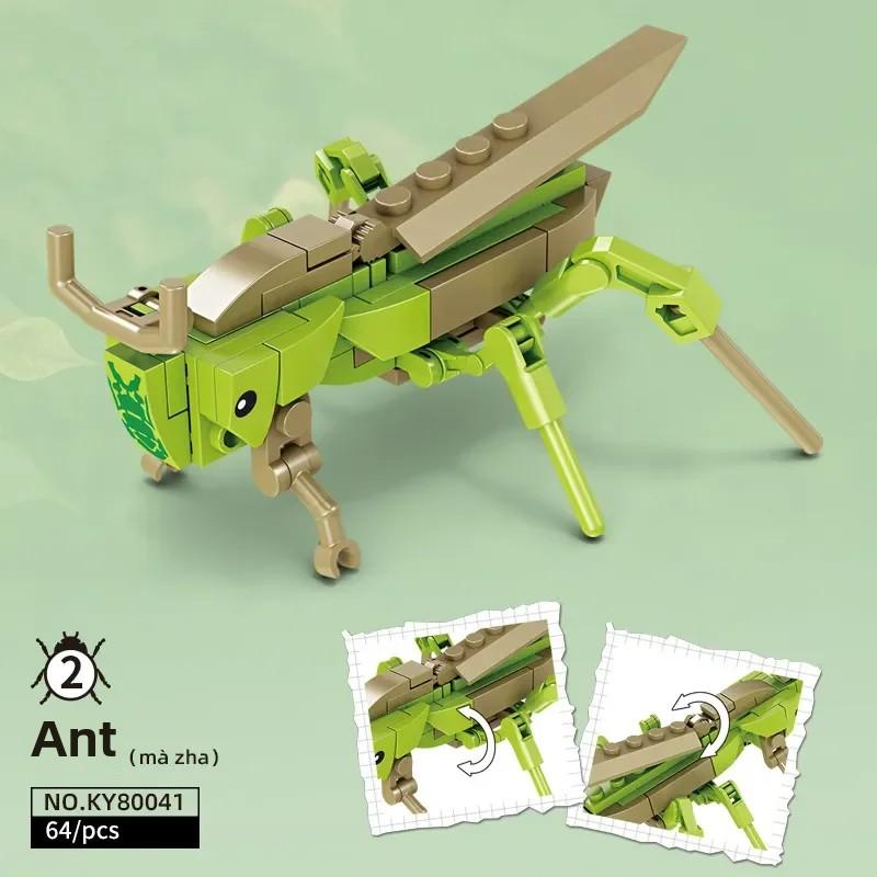 Insect and Bug Building Blocks Toys Beetle Mantis Bee Snail Block Insects Set for Children's Brain Game Puzzle Toy Animals Gift