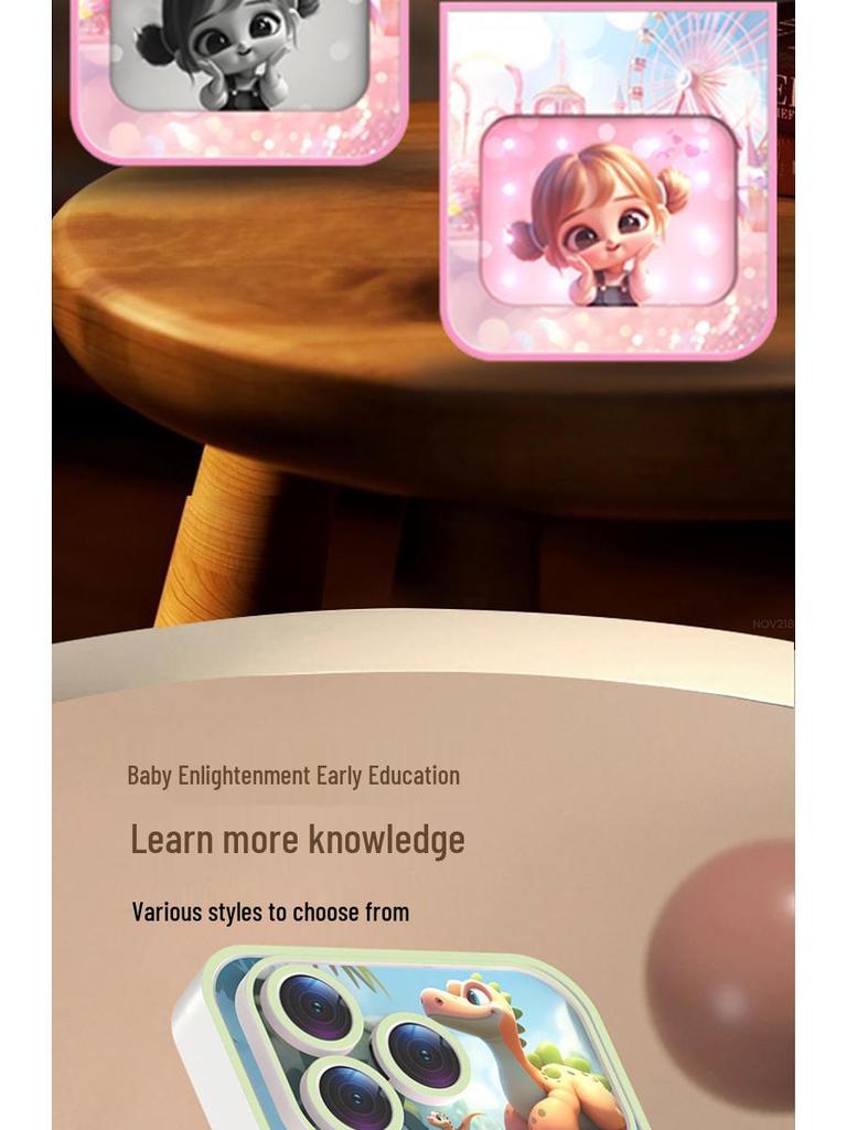 Early Education Foldable Screen Cartoon Phone Toy with 40 Keys: Multifunctional Baby Simulation and Learning Device