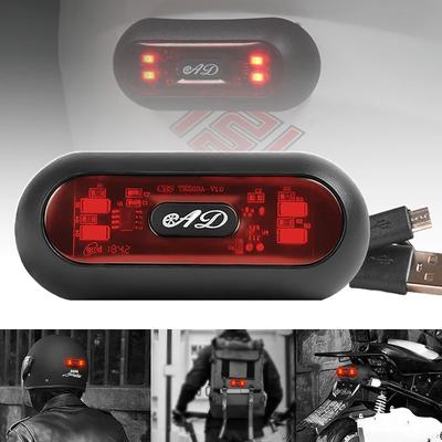 Motorcycle Helmet Light Rechargeable Waterproof LED Safety Signal Warning Rear Light Bicycle Night Running Flashing Tail Light