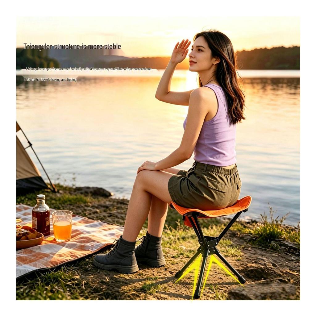 Portable Triangle Folding Chair - Lightweight, Easy to Store for Outdoor and Fishing