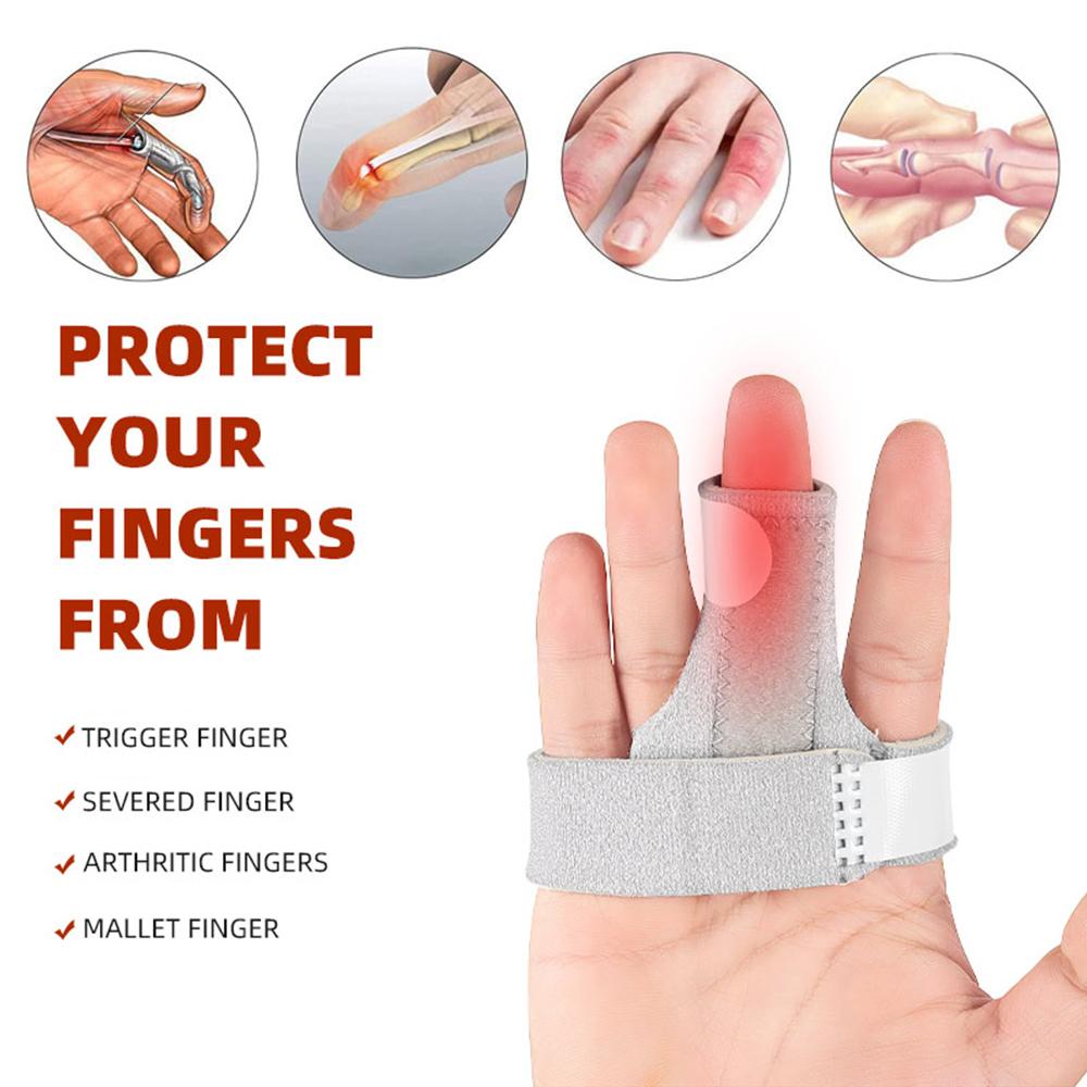 Trigger Finger Splint Brace Support for Middle Pinky Pointer Ring Thumb with Palm Strap Straighten Curved Broken Fingers