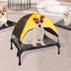 Lit de chien surélevé d'extérieur avec auvent Tente de camping rafraîchissante Lit de camp pour chien hors sol pour activités de plein air