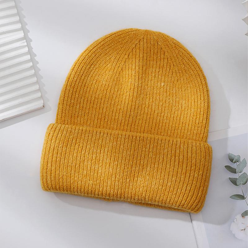 Winter Hats Woman Soft Knit Beanie Warm Rabbit Fur Hat Solid Color Slouchy Cap Casual Outdoor Fashion Solid Adult Cover Head