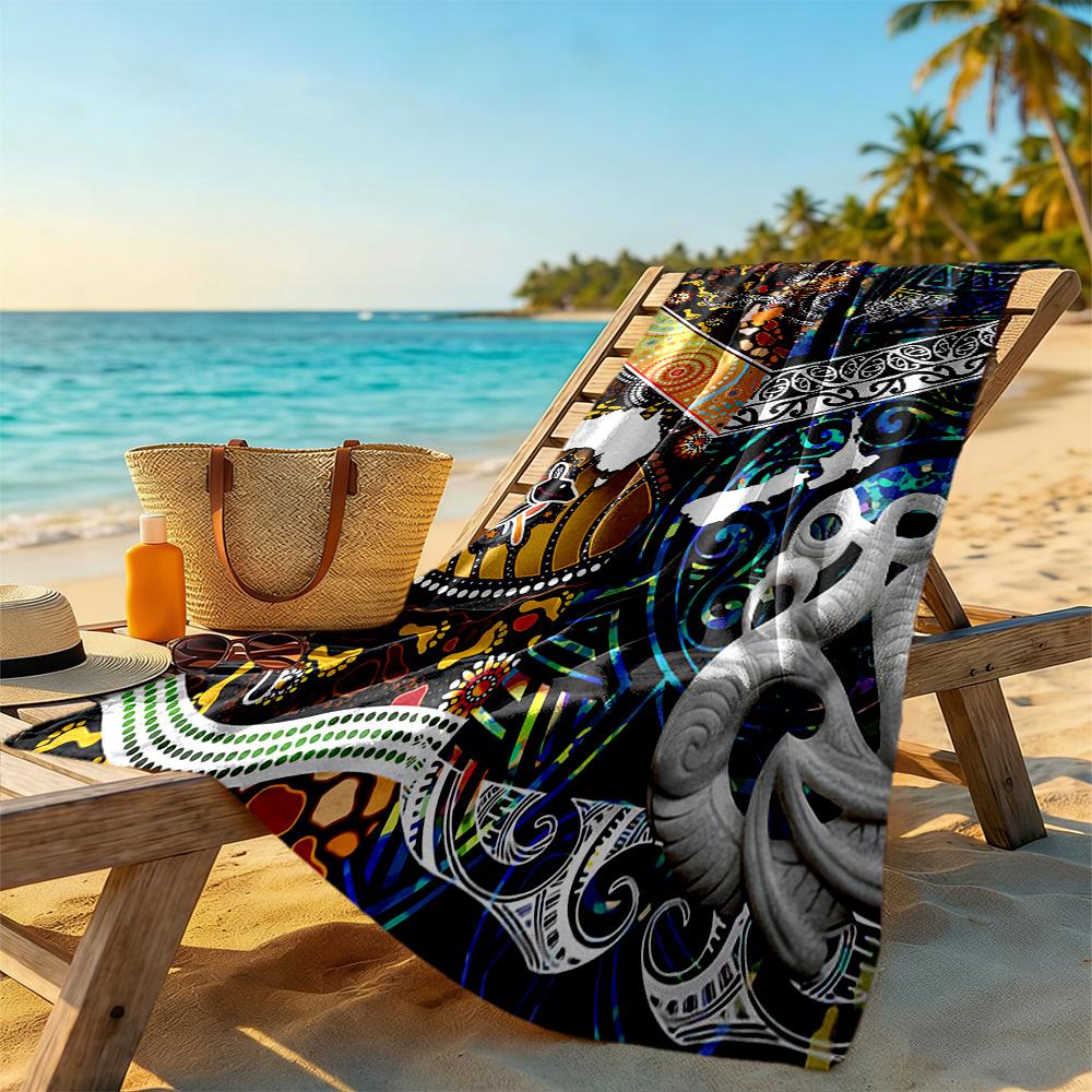 Australian Aboriginal Style Beach Towel Super Soft Microfiber Quickdry Fabric Comfortable Lightweight