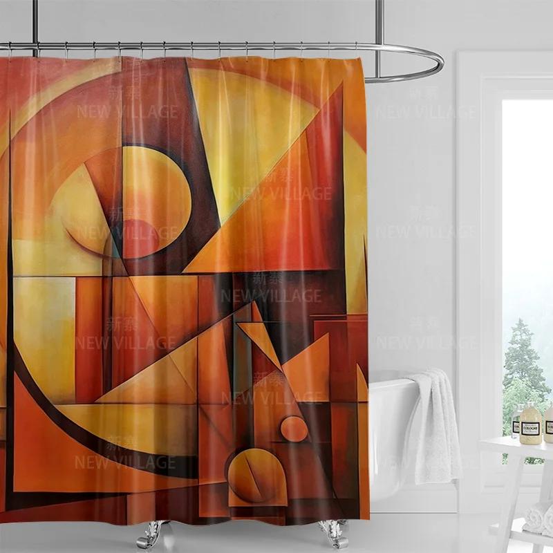 Abstract Art Print Waterproof Shower Curtain - Stylish, Durable & Easy-Care Choice For Contemporary Bathroom Décor