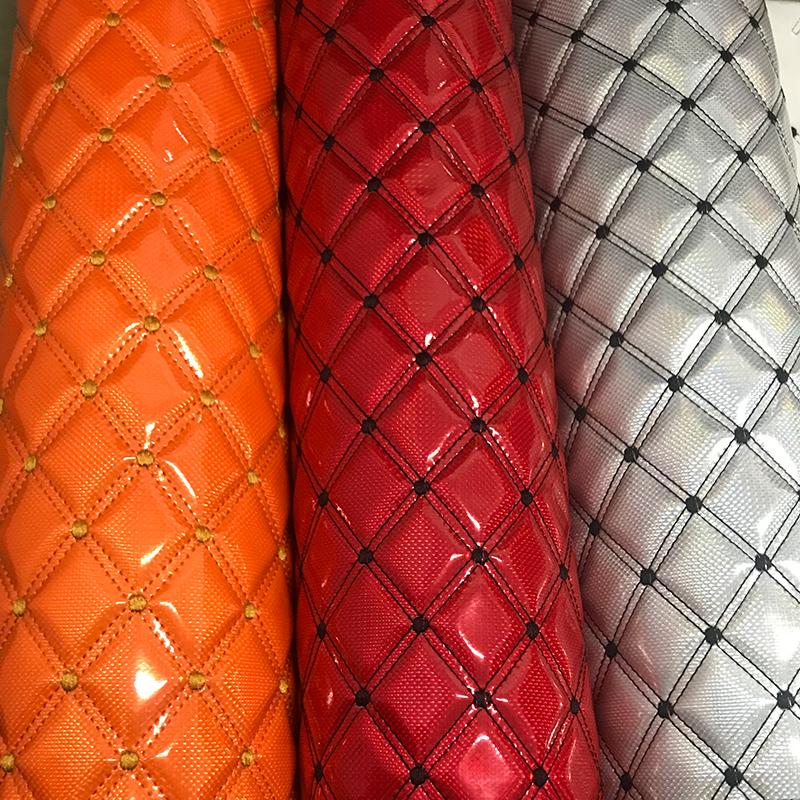 Embroidered Thick Sponge Artificial PU Leather Fabric For Upholstery Furniture Car Floor Background Door Decor Faux Leather