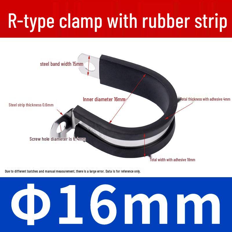 Stainless Steel R-Type Rubber Strip Shock-Absorbing Pipe Clamp